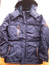 Mens Winter Hooded Parka Fleece Army Style Blue Hiking Jacket