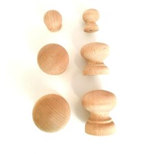  10 x BEECH Wooden Knobs- Cupboard Drawer Shutter Wardrobe Door Knobs