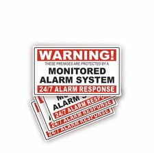 4 x Stickers Property Protected Monitored Alarm System Signs Monitored Security