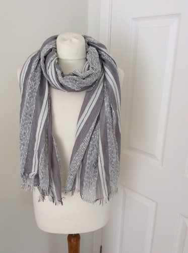Grey striped scarf - scarf, 72x34”
