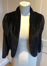 Fashion Union  Black Velvet  Bolero  Jacket  12  3/4 Sleeves Xmas Party  NYE