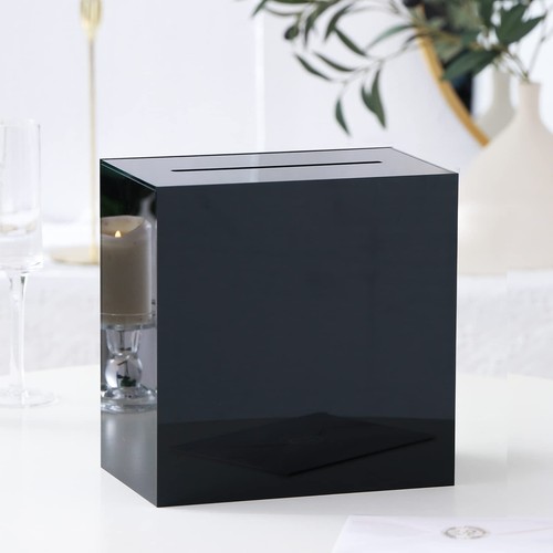 Black acrylic wedding card - black,