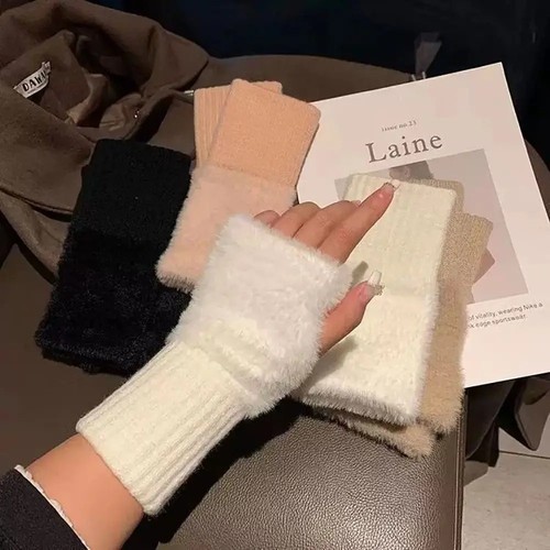 Fleece fingerless gloves warm - fleece,