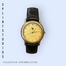 “Vintage LIP Quartz Watch – Cream Dial, Black Croc Strap, Made in France (1980s