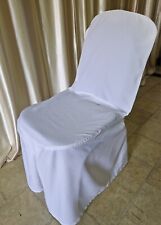 10 White Chair Covers, Cotton/Polyester Chair Covers For Banqueting Chairs 