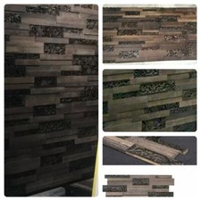 3D WOOD Wall Panels Exclusive Decorative Feature Interior METAL Carving Brown