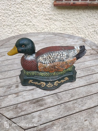 Vintage cast iron mallard duck - cast,