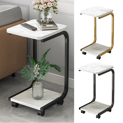 Mobile shaped side table - c-shaped,