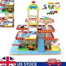 New Wooden 3 Storey Garage Pretend Toy Kids Educational Car Role Play Gift Set