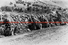 F016801 Mountain Troops Of The SS Behind Stone Wall on the Road Dalmatian Mounta