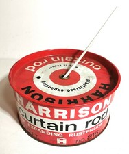 Original Vintage 1950s Harrison curtain Rod advertising shop prop Tin hardware 