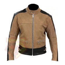 Brown Classic Police Armoured Motorcycle Biker Leather Jackets Lining Racer Coat