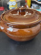 Brown Ceramic Lidded Cooking Pot