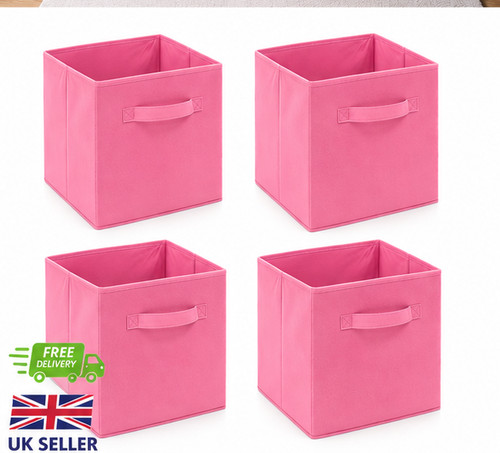 Pink storage boxes fabric - 4,