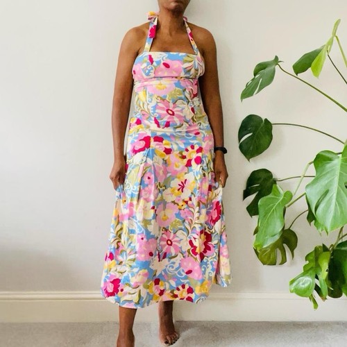 Zara pink floral halter midi - zara,