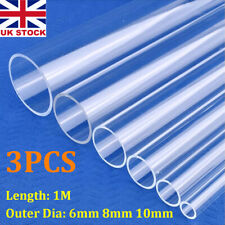 3X 1M Clear Acrylic Rigid Plastic Tube Tubing Round Hollow Pipe 6mm 8mm 10mm OD