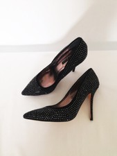 Black Sand by Dune Stiletto High Heels Shoes with Sparkling Diamantes
