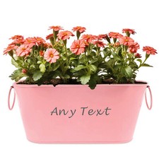Personalised Plant Pot Engraved Metal Flower Pot Custom Any Text Gardening Gifts