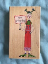 Miss Understood #80413 Wooden Rubber Stamp Used A Couple Of Times RRP £10.99