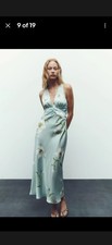 Zara Blue Floral Satin Dress