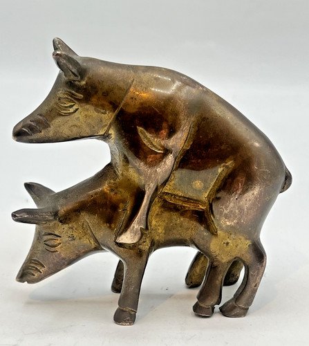 Antique brass pig - brass,