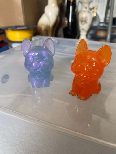 Pair resin french bulldogs - resin,