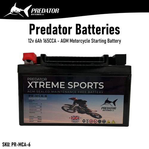 12v 6ah 165cca - 12v, motorcycle