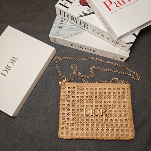 Summer woven makeup bag gold - woven,