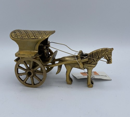 Brass horse cart rider - brass,