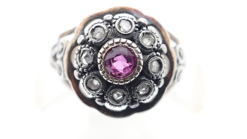 Antique gold ring 585 ruby - ring,