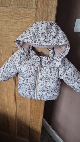 Girls pink floral coat - floral, size