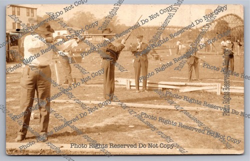 Antique rppc men shooting - antique, trap