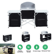 Folding Aluminium Camping Table Kitchen Unit Storage Outdoor Cook Station w/Bag