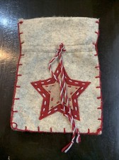 Grey Felt Gift  Bag Tied with Star - CHRISTMAS -  23 cm x 16 cm
