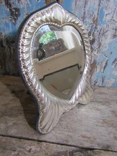 Hallmarked Solid Silver Love Heart Shaped Dressing Table Mirror Lovely Condition