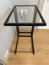 Ikea VITTSJÖ Laptop Sofa Side Table End Table. Tempered Glass Top Metal