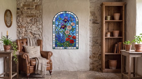 Floral stained glass window - floral,