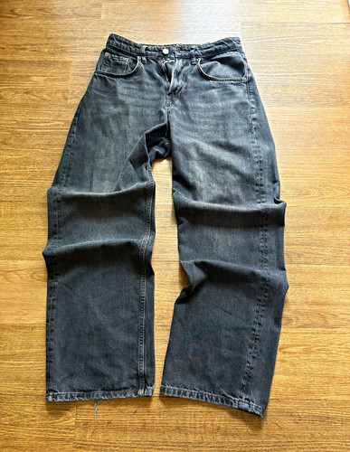 Men black baggy denim jeans - denim,