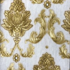 Damask Floral Stripe Plain