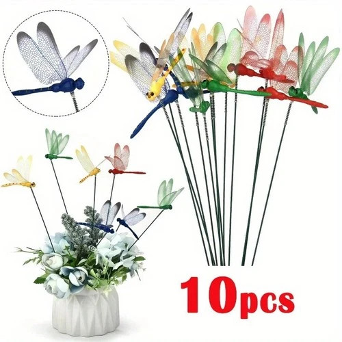 10pcs dragonfly garden - dragonfly, stakes