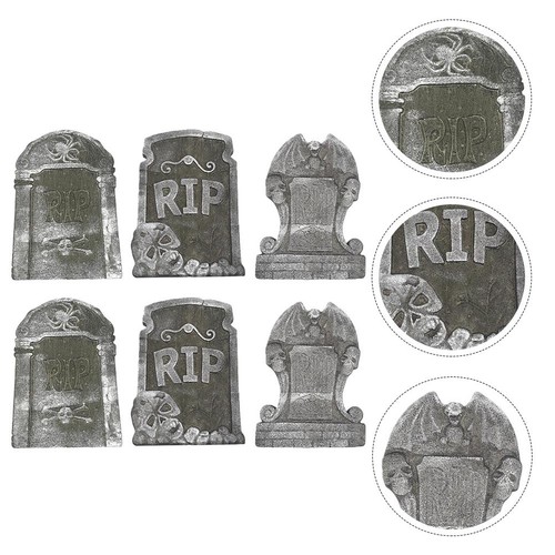 6pcs halloween rip tombstones - 6pcs,