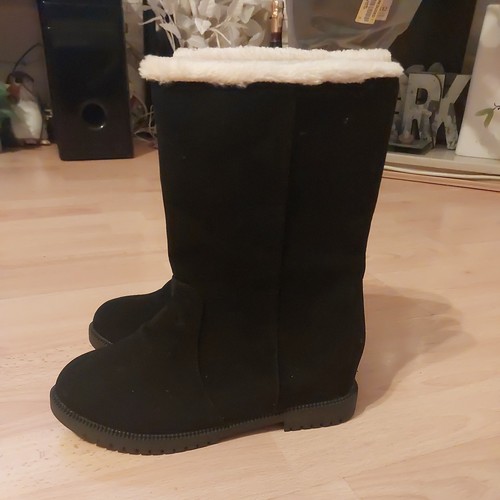 Ladies black boots suede fur - ladies,
