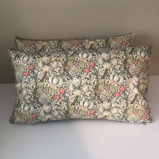 2 Handmade William Morris golden lily Bolster/rectangular Cushions 21” X 12”