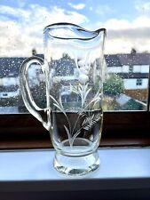 Vintage Mid-Century Etched Art Glass Cocktail Martini Lemonade Serving Jug