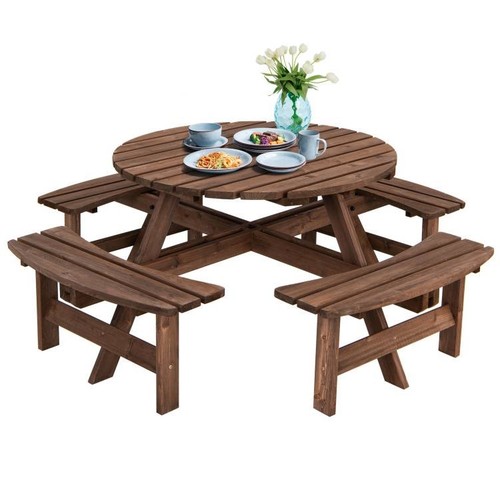 Set outdoor solid wood round - outdoor,
