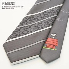 Peanuts Snoopy Dog House Tie Necktie Stripe Gray polyester Gift Present WIC