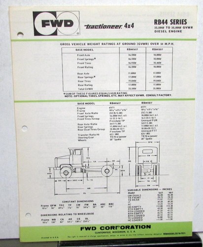 1976 fwd trucks tractioneer - fwd,