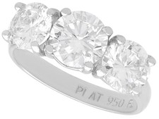 2.86ct Diamond and Platinum Trilogy Ring Vintage Circa 1970