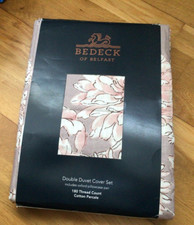 Bedeck of Belfast Kassi DOUBLE Duvet Cover Set Blush Pink Cotton RRP £75.00