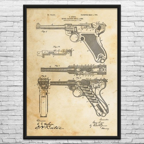 Luger pistol patent wall - patent, art